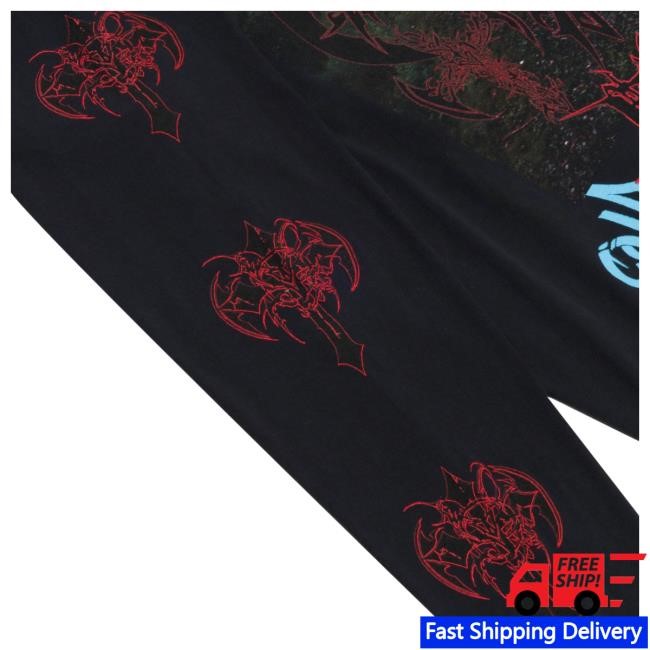 Official Bladee Merch Store Bladee Forest Crime / Cold Visions Black Long Sleeve Top Shirt