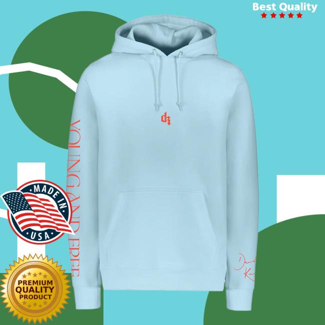 Official Interscope Records DermotKennedy Merch Clothing Store Dermot Kennedy Young & Free Sky Blue Hoodies