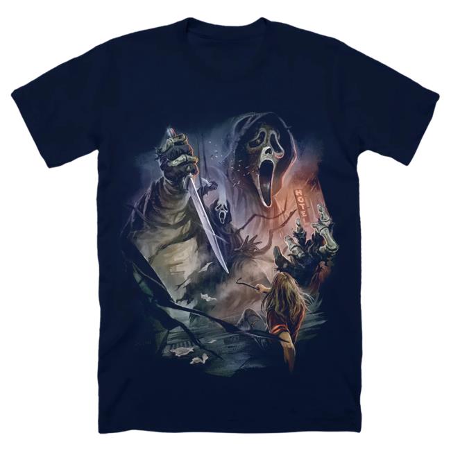 Official Cavity Colors Ghost Face: Nightmare City - T-Shirt (Midnight Navy)