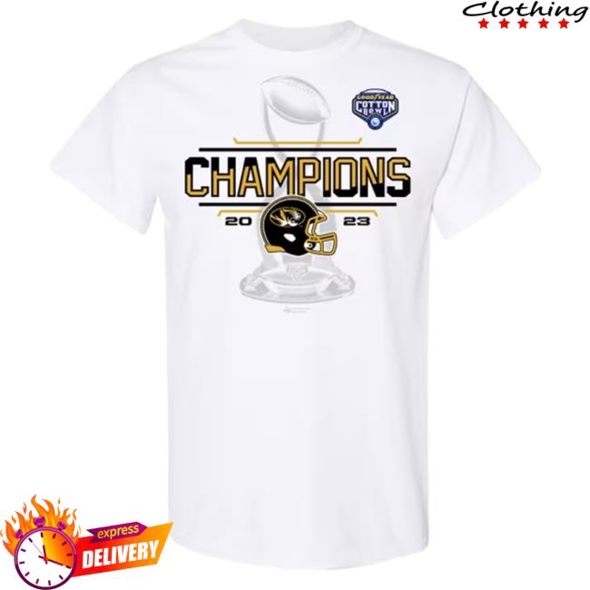 Rally House Local Stuff Missouri Tigers White 2023 Cotton Bowl Champions Locker Room T-Shirts