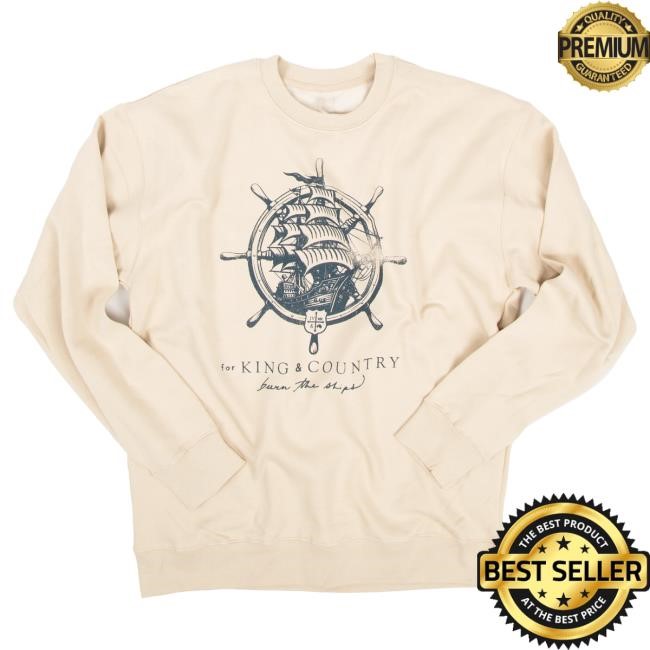 Official For King And Country Merch Store Burn The Ships Anniversary Crewneck Sweatshirt - Tan