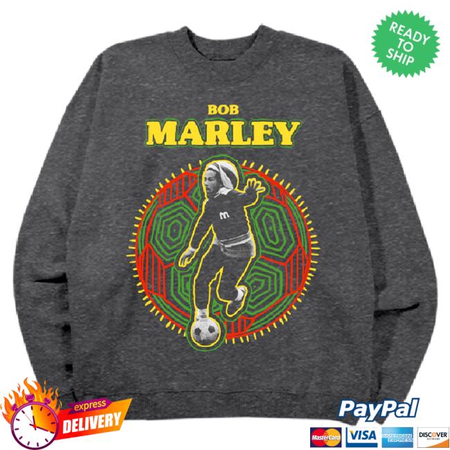 Official Bob Marley Merch Store Shop Bob Marley Soccer Logo Unisex Grey Crewneck