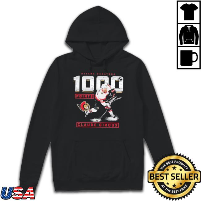 Official Ottawa Senators Claude Giroux Black 1,000 Career Points Sweatshirt
