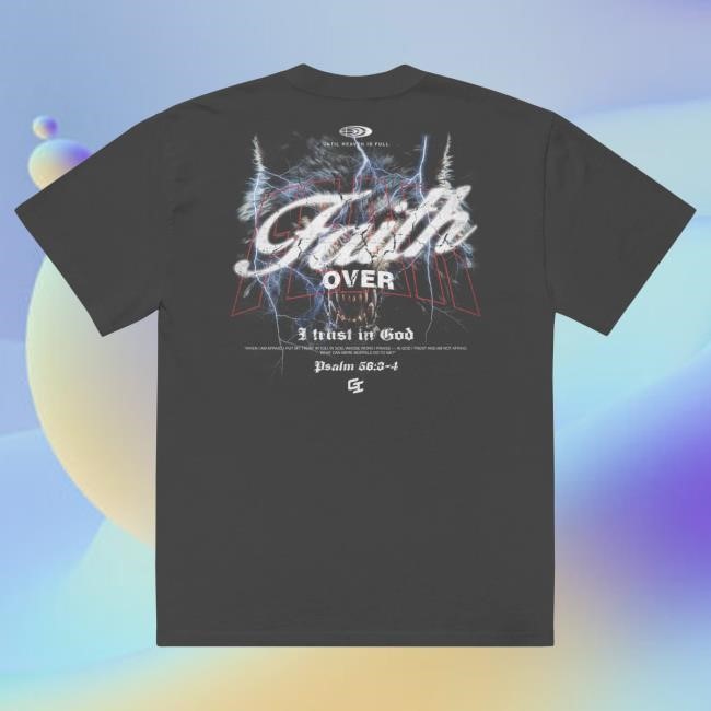 Official God Inspires Clothing Store 'Faith Over Fear' Oversized Faded Tshirt