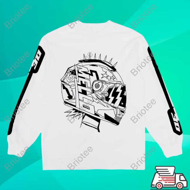 Official Marshmello Music Clothing Store Shop Racing Helmet L/S Hoody White Marshmellomusic Merch