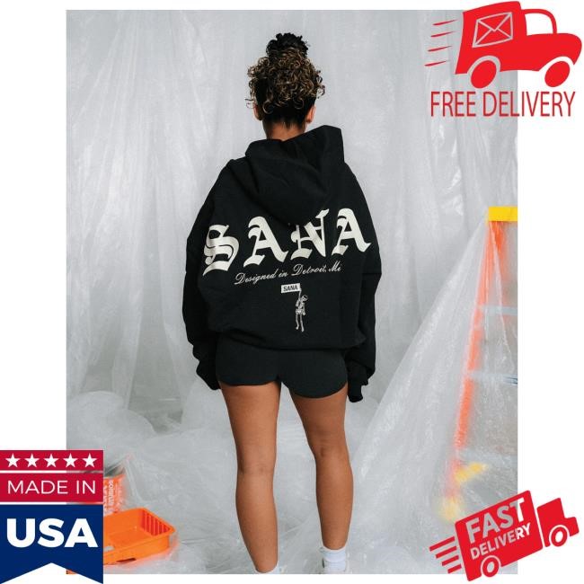 Official Sana Detroit Clothing Store Old English Popover Hoodie - Black SanaDetroit