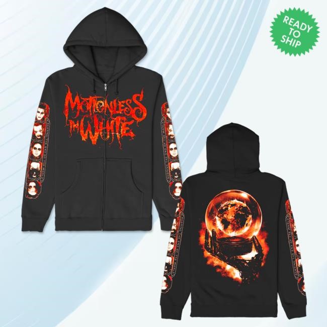 Official Miwmerch Motionless In White Earth Embers Zip Up Hoodie (Black) Miw Merch Store