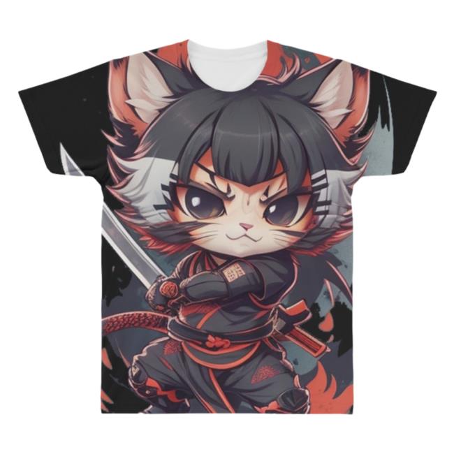 Official Artist Shot Funny Ninja Kitten All Over Print Tee Shirt Artistshot