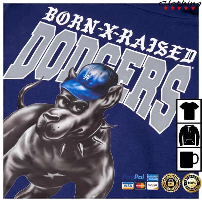 Official Born X Raised Merch Store Shop Born X Raised + Dodgers Dog Popover Hoodie: Blue BornXRaised