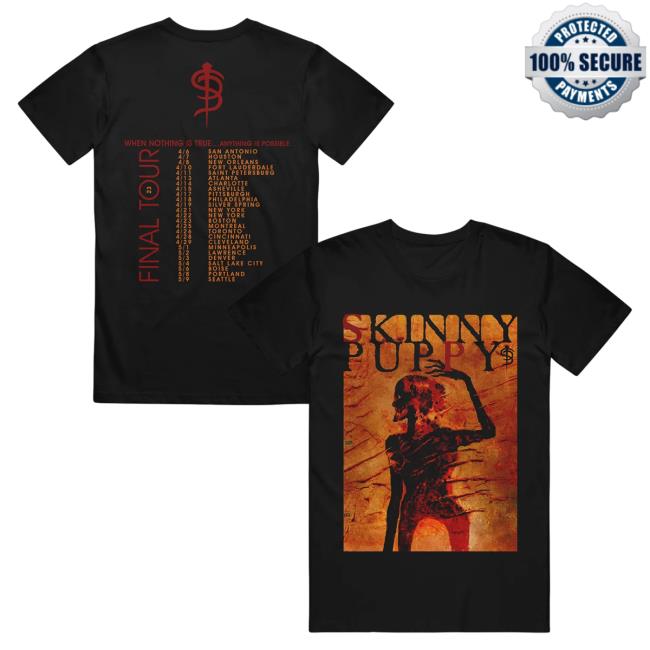 Official Skinny Puppy Merch Scorched Man Tour Black Shirts