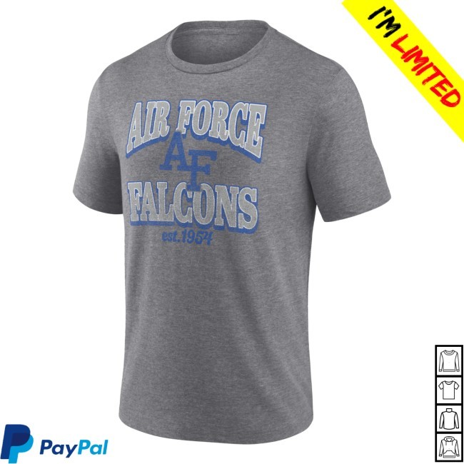 Goairforcefalcons Men's Heather Gray Air Force Falcons Vintage Stack Tri-Blend New T-Shirt