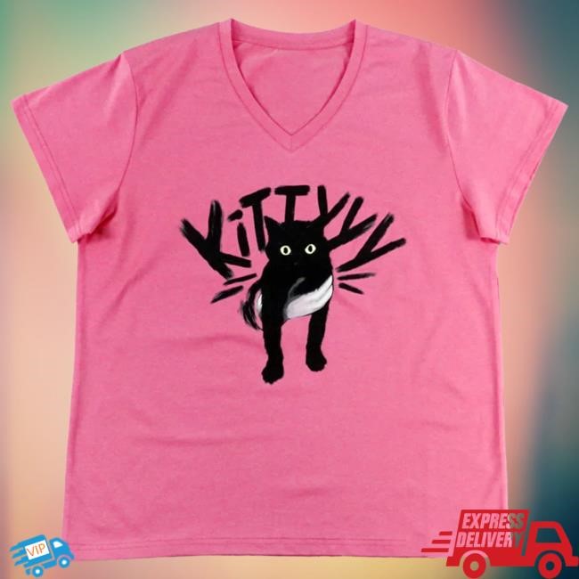 CaseOh Game Kitty Women's V-Neck Dark Pink Every Day Gear