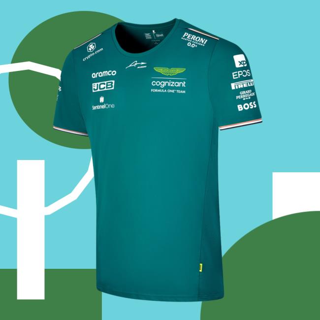 Official Formula1 F1 Store Merch Shop Aston Martin Aramco Cognizant F1 2023 Official Lance Stroll Team Driver T Shirt F1store