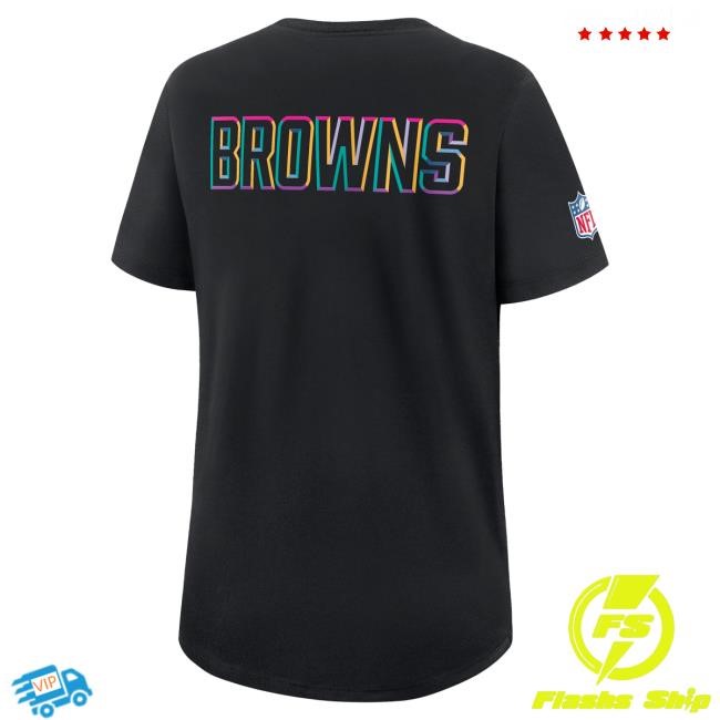 Official Women's Nike Black Cleveland Browns 2025 NFL Crucial Catch Hot Shirt
