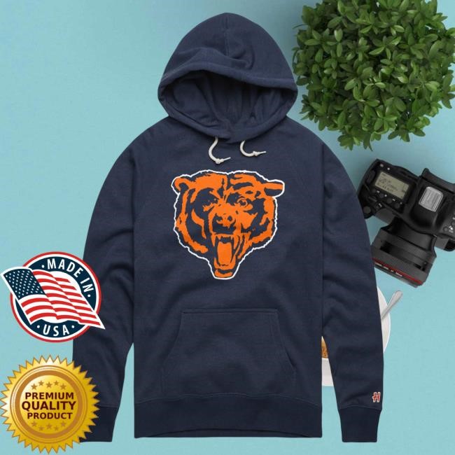 Chicago Bears Homage Navy Bear Head Pullover Hoodie | Buy Official Clark Street Sports