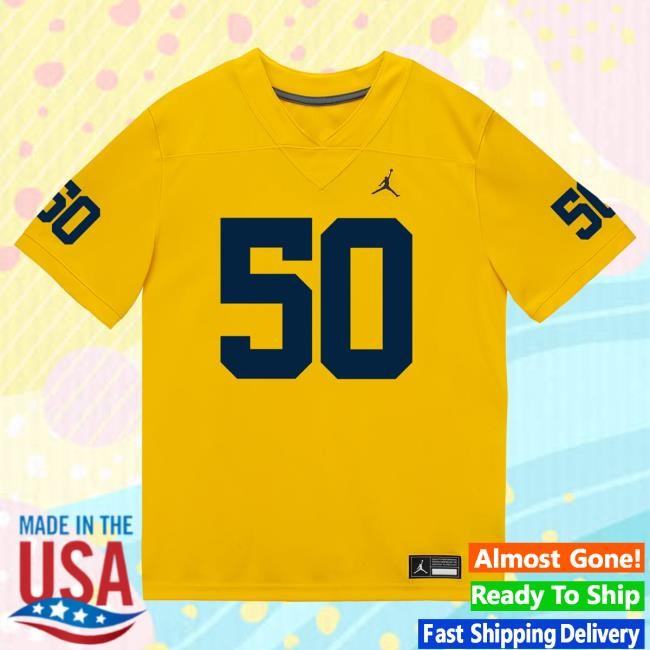 Michigan Wolverines #50 Luke Hamilton Student Athlete Maize Football Jersey New Shirt The M Den Shop
