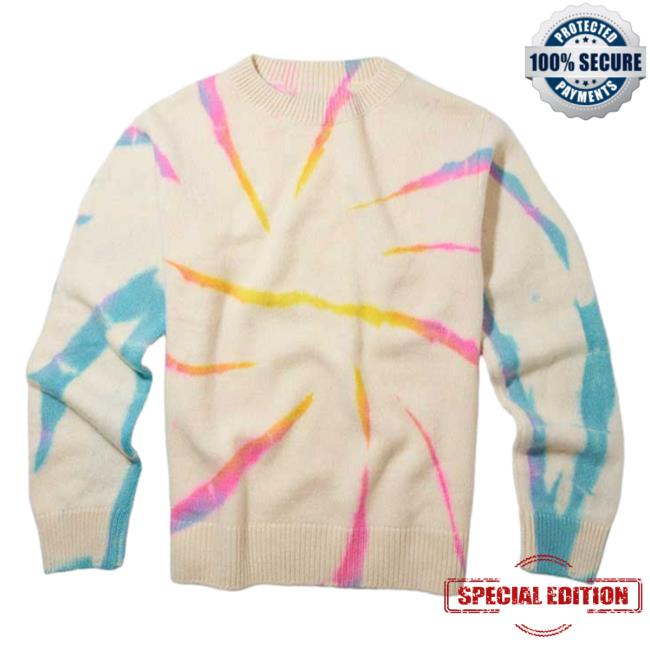 The Elder Statesman Clothing Cyclone Simple Hooded Sweatshirt White W/ Yellow