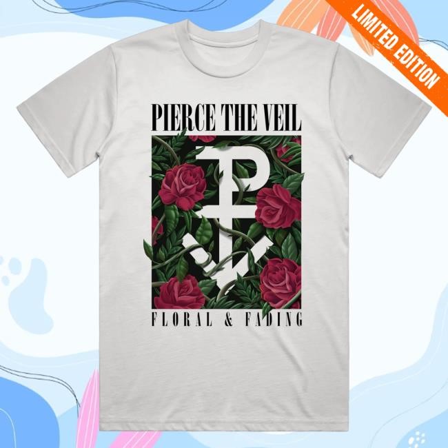 Official Pierce The Veil Merch Store - "Floral Roses" Girls Tee Shirt - Pierce The Veil