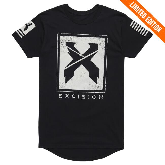 Official Excision Merch Bar 'Street' Droptail Hot Shirt - Black MerchBar