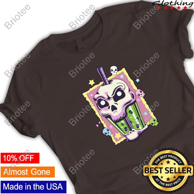 Official Kawaii Creepy Skull Boba Bubble Tea Pastel Goth Va Sweatshirt