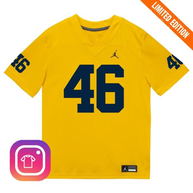Michigan Wolverines #46 Crandall Quinn Student Athlete Maize Football Jersey Tee The M Den Shop
