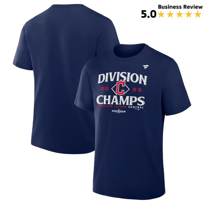Official Men's Cleveland Guardians Navy 2025 AL Central Division Champions Locker Room Hot Shirt