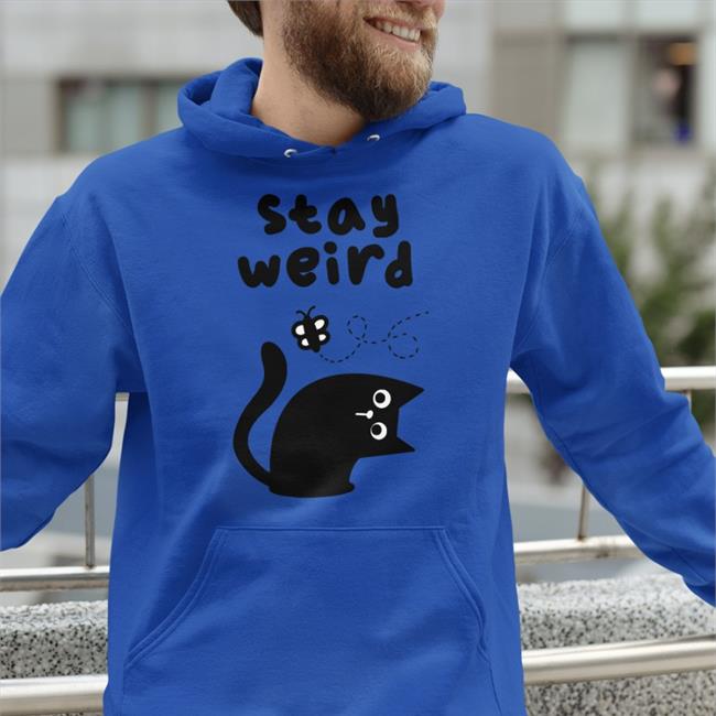 Qwertee Merch Stay Weird Cat T-Shirt