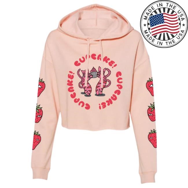 Official Meow Wolf Store Shop Merch MeowWolf Cupcake Cat Crop Pullover Sweatshirt Meow Wolf Apparel Clothing