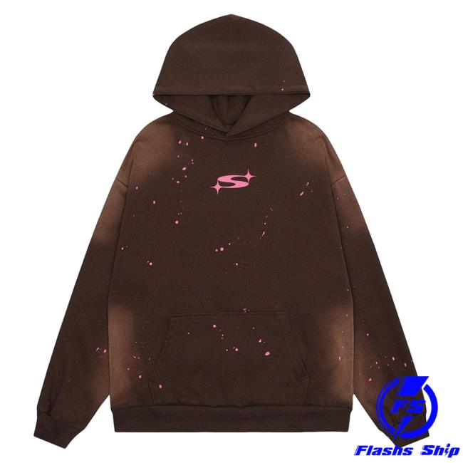 Official Aelfric Eden Merch Store Aelfric Eden Splash Ink Washed Popover Sweatshirt Brown AelfricEden Shop