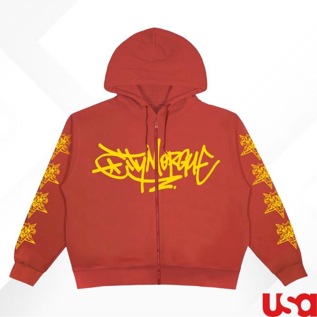 Official City Morgue Clothing Shop Graffiti Washed Zip Up Sweatshirts Red Citymorgue Merch