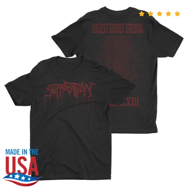 Official Night Shift Merch Indie Merch Store Suffocation - Ancient Unholy Uprising Tour '23 Attractive Shirt Nightshiftmerch Indiemerchstore