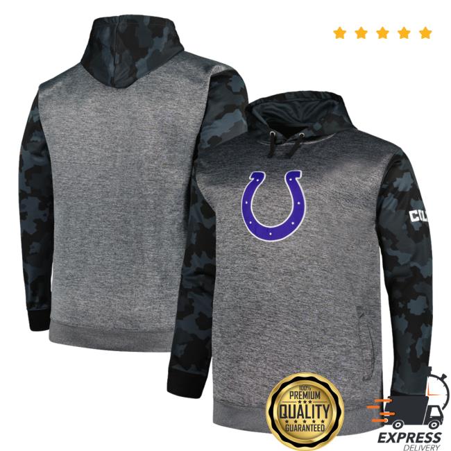 Official Fanatics Branded Heather Charcoal Indianapolis Colts Big & Tall Camo Crewneck Sweatshirt