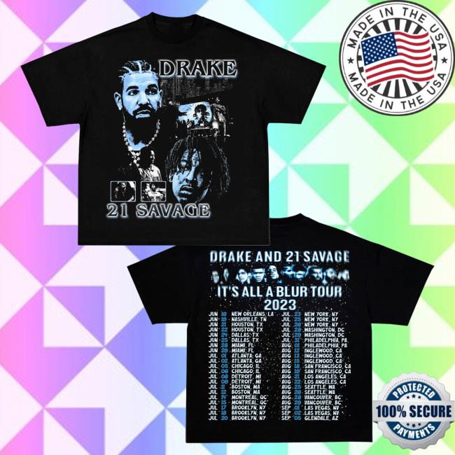 Official Game Changer Drake And 21 Savage It's All A Blur Tour 2023 T-Shirts Black GameChanger