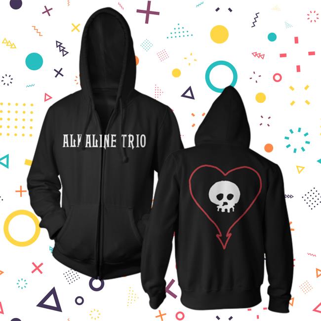 Official Kings Road Merch Store Alkaline Trio Classic Heartskull Zip-Up Pull Over Hoodie (Black) AlkalineTrio Kings Road Shop