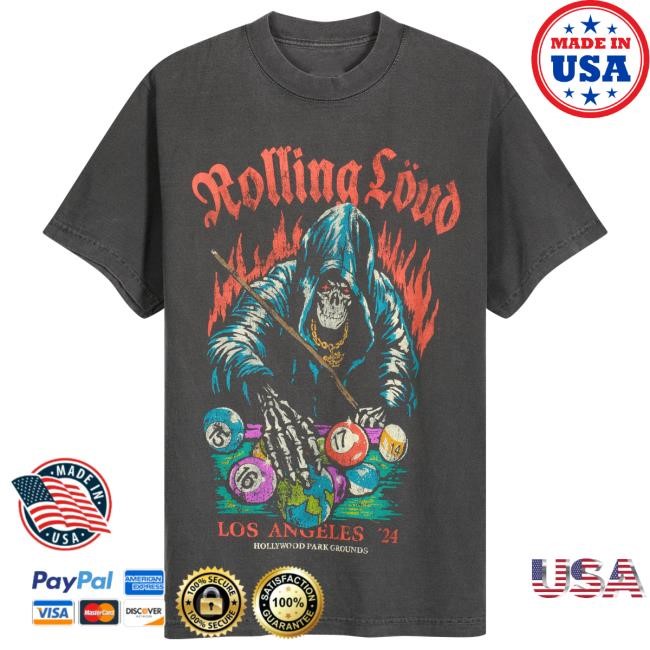 RL LA 24 Rack Em Up Washed Black Lineup Short Sleeve Shirt Rolling Loud Shop