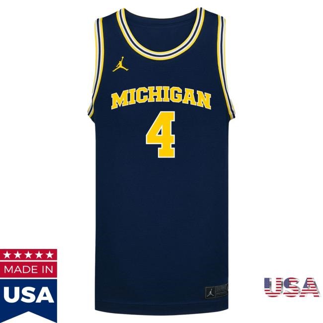 Michigan Wolverines #4 Nimari Burnett Student Athlete Blue Basketball Jersey Shirt | The M Den Official Merch Store Shop