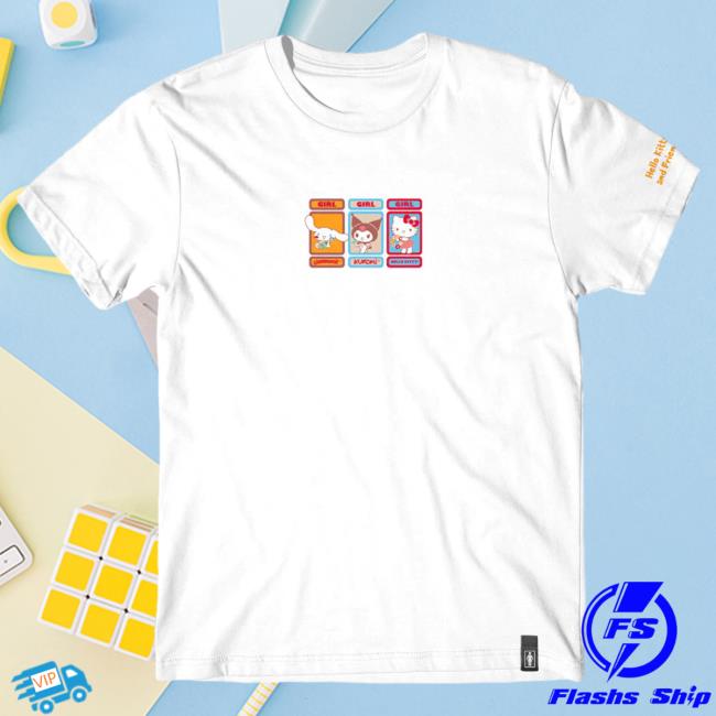 Official Sanrio Apparel Clothing Kuromi Merch Hello Kitty And Friends X Girl White Trio Hot Shirt (Woodland Wonder) Sanrio Shop Store