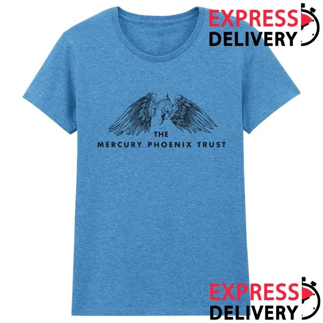 Official Queen Merch Store Mercury Phoenix Trust Vintage Logo Sapphire Ladies Tee