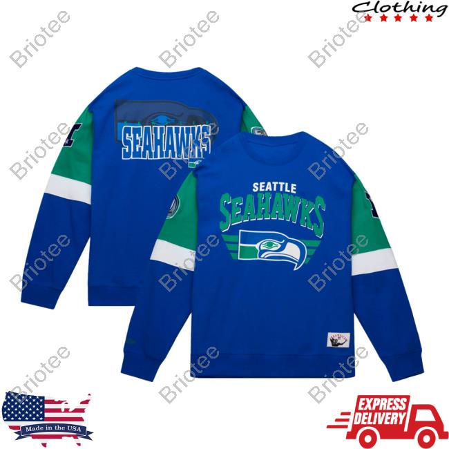 Mitchell & Ness Royal Seattle Seahawks Gridiron Classics All Over Print 3.0 Sweater