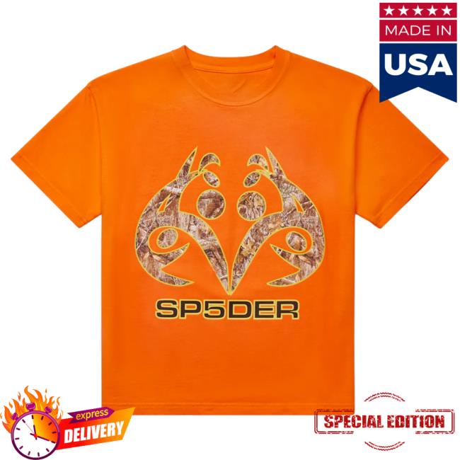Official Sp5der Clothing Apparel Sp5der Orange Real Tree Tshirt Sp5der Merch Store Shop