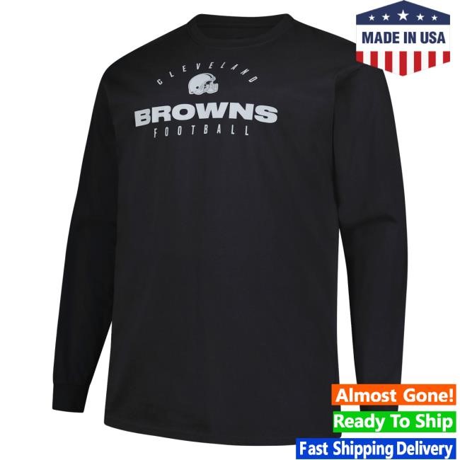 Official Men's Fanatics Black Cleveland Browns Big & Tall Coverage Scheme Long Sleeve Tees