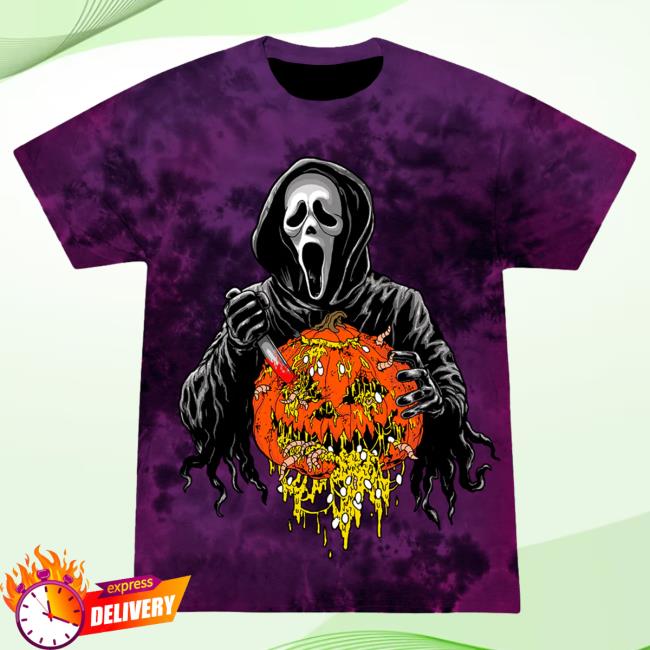 Official Cavity Colors Ghost Face: Creepy Carver - T Shirt (Purple Tie Dye)