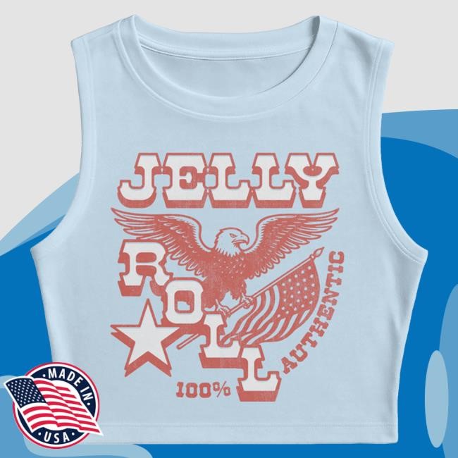Official Jelly Roll Merch Store Jelly Roll 4Th Of July Eagle cropped racer tank Shirts