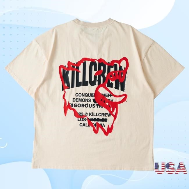 Official Kill Crew Apparel Clothing Oversized Lux Conquer Inner Demons Tshirt - Cream / Red KillCrew Shop
