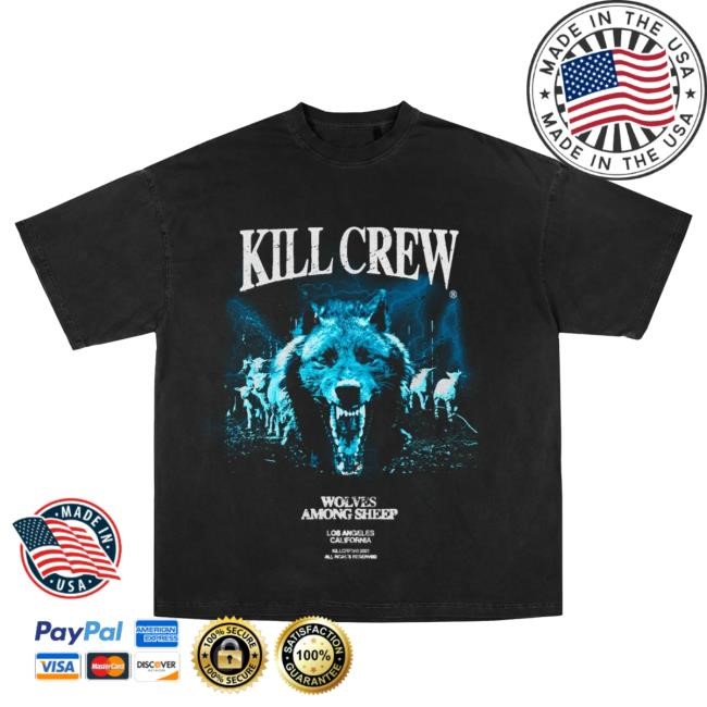 Official Kill Crew Apparel Clothing Oversized Midst Of Wolves Popover Shirt - Black KillCrew Shop