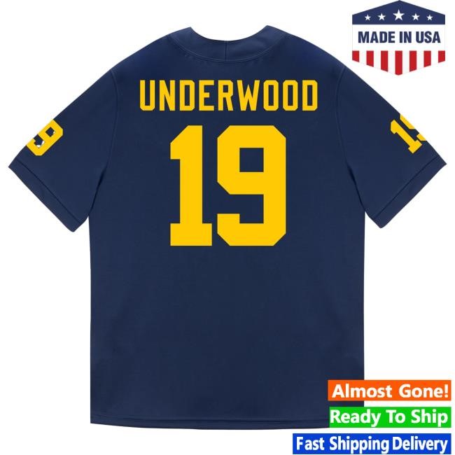 The M Den Michigan Wolverines #19 Bryce Underwood Student Athlete Blue Football Jersey Tees The M Den Michigan Wolverines #19 Bryce Underwood Student Athlete Blue Football Jersey Shirts