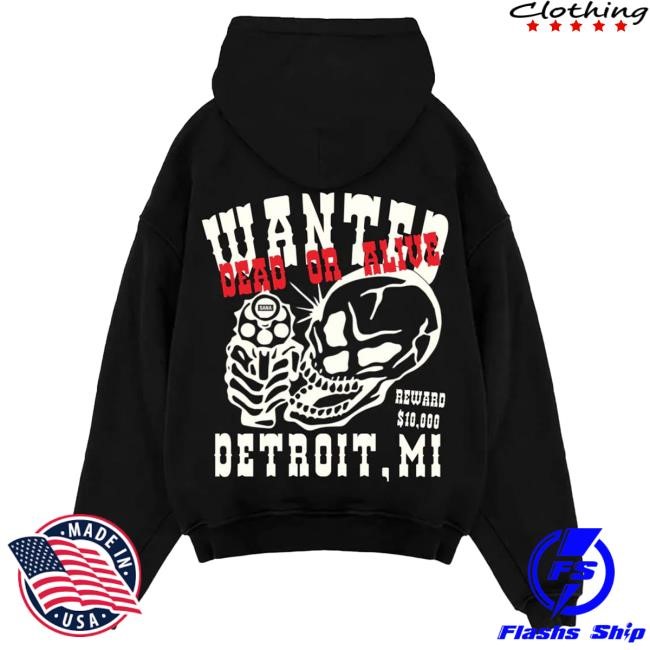 Official Sana Detroit Store Skull Wanted Skull Crew neck - Off Black Online SanaDetroit