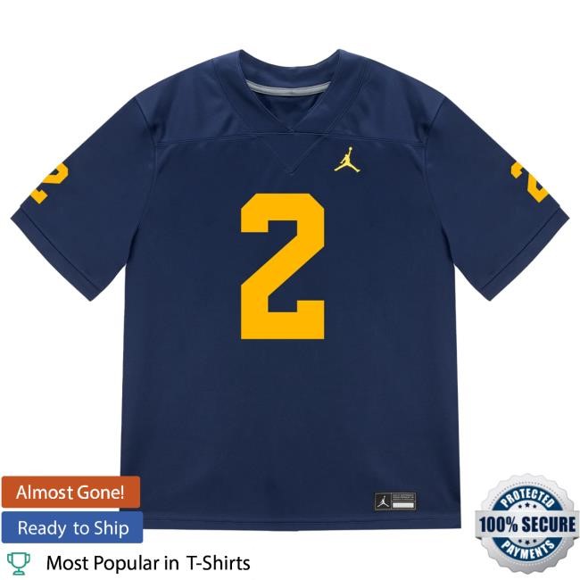 The M Den Michigan Wolverines #2 Jadyn Davis Student Athlete Blue Football Jersey Shirt