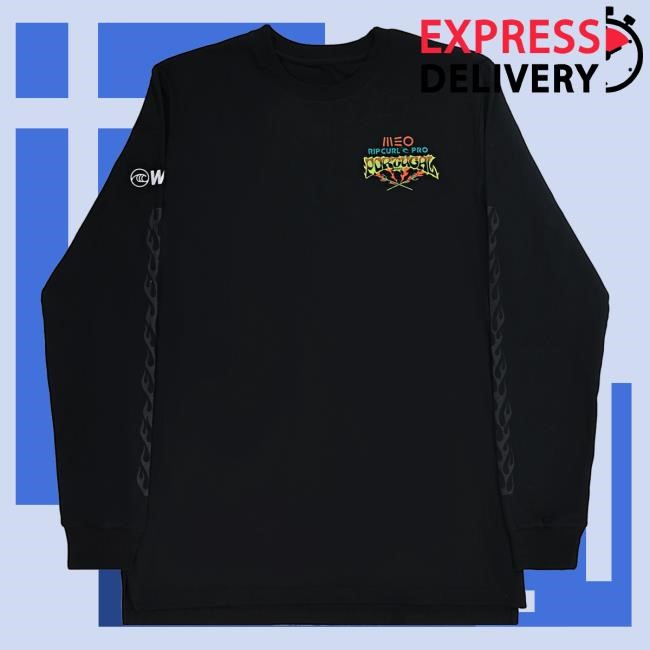 Official Wsl Store World Surf League 2025 MEO Rip Curl Pro Portugal Long Sleeve Tee Shirt (Black)