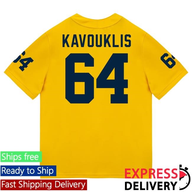 Michigan Wolverines #64 James Kavouklis Student Athlete Maize Football Jersey Hot Shirt The M Den Shop